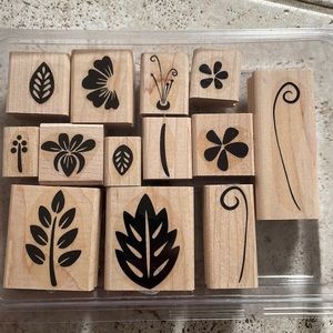 Stampin Up Rubber Stamp Set Leaves and Flowers 2002